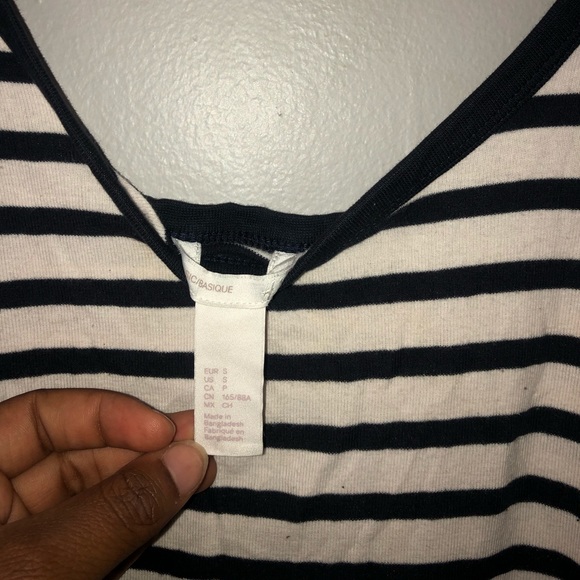 H&M Navy Blue White Stripe Bodycon Dress - Picture 3 of 3